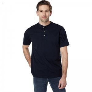 L.L.Bean Carefree Unshrinkable Henley T-Shirt Short Sleeve Black ID-pqzuKVzo