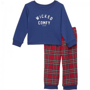 L.L.Bean Flannel Pajamas (Toddler) Deep Marine Blue/Wicked Comfy ID-enKRWaDl