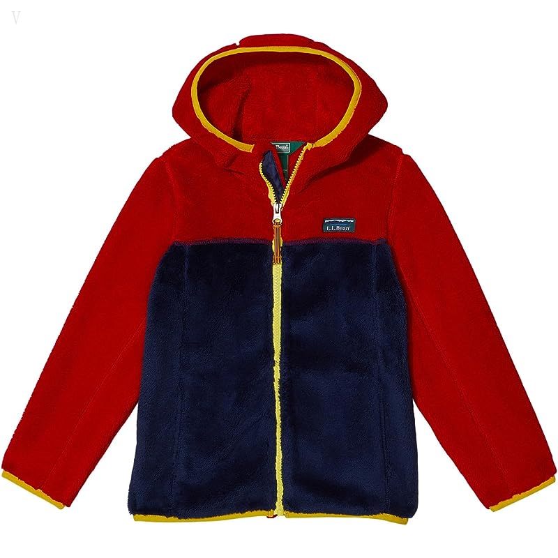 L.L.Bean Hi-Pile Fleece Color-Block (Big Kids) Dark Red/Bright Navy ID-EzFhBaxl