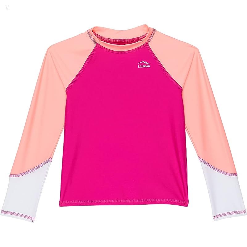 L.L.Bean Sun-and-Surf Swim Shirt (Little Kids) Wild Rose Color-Block ID-QcbBNXNU