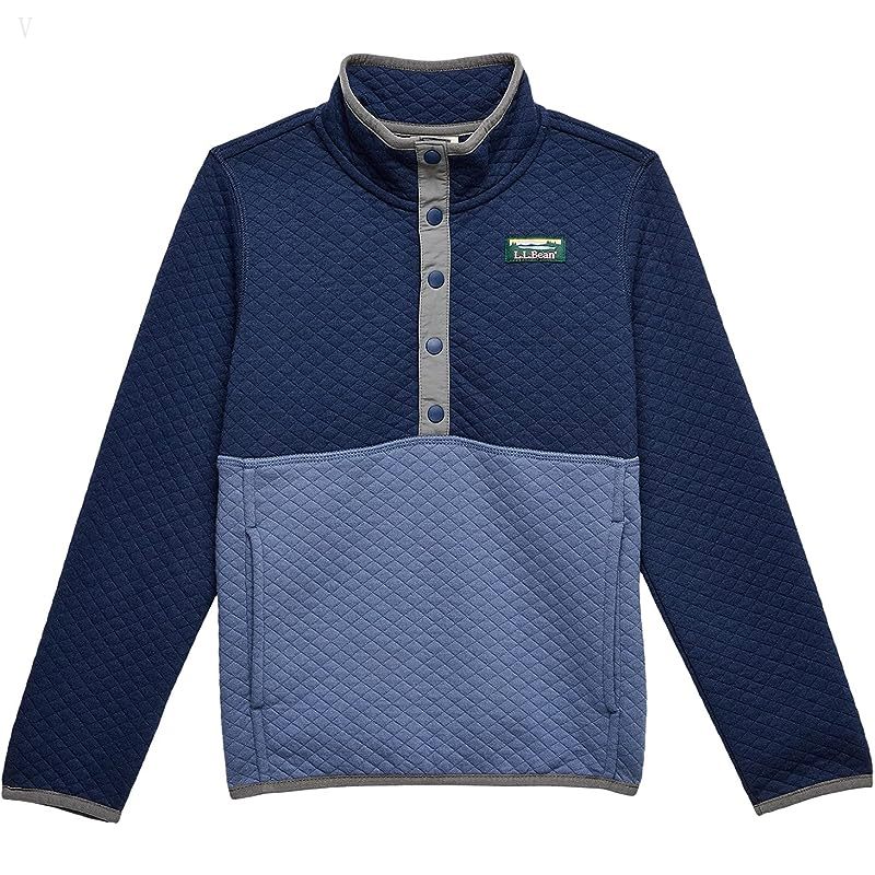 L.L.Bean Quilted Snap 1/4 Pullover (Little Kids) Nautical Navy/Vintage Indigo ID-ZgHwB8IC