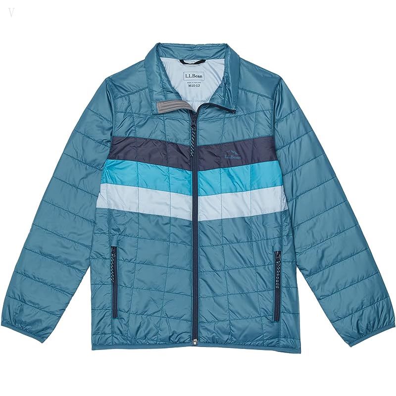 L.L.Bean Primaloft Packaway Jacket Color-Block (Big Kids) Sail Blue ID-ZzaJatyc