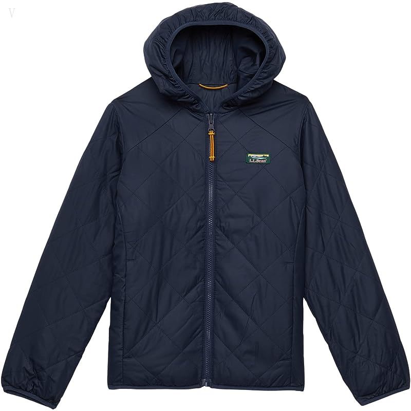 L.L.Bean Mountain Bound Reversible Hooded Jacket (Big Kids) Carbon Navy/Soapstone ID-dS1FsKCL