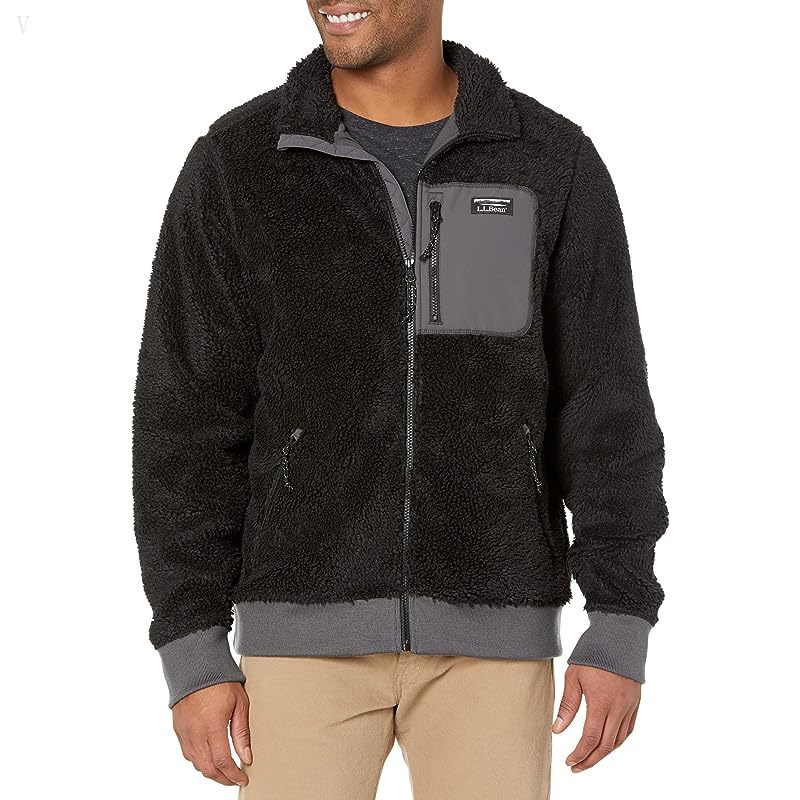 L.L.Bean Bean's Sherpa Fleece Jacket Regular Black/Alloy Gray ID-edTLsyoe