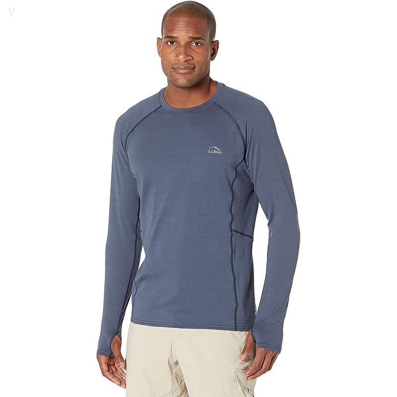 L.L.Bean Midweight Base Layer Crew Long Sleeve - Tall Carbon Navy ID-j2Zhmlmo