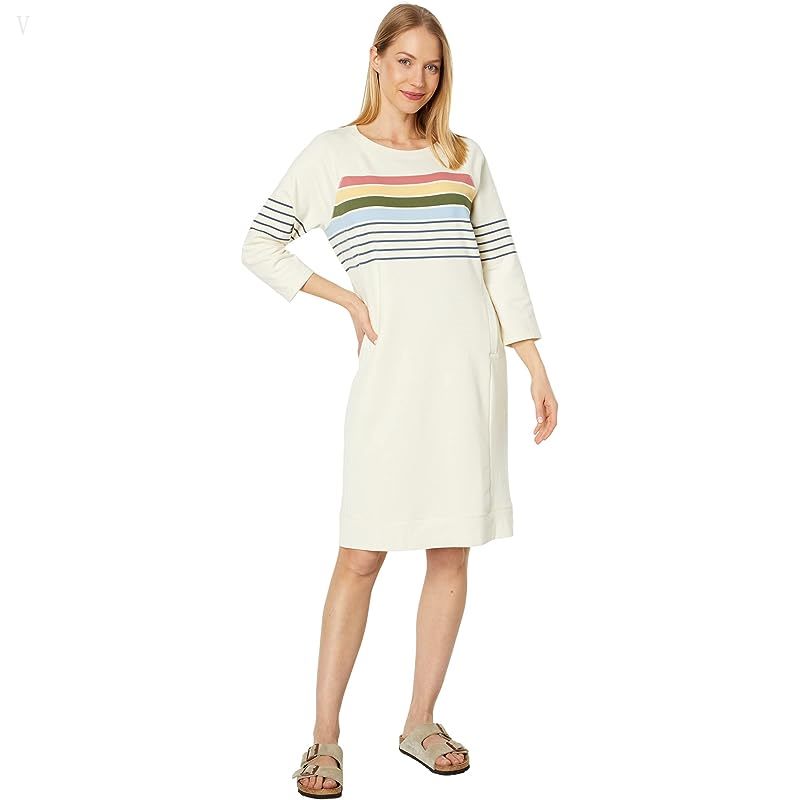 L.L.Bean 24/7 Sweats Dress Stripe Cream ID-jZ7uBzkp