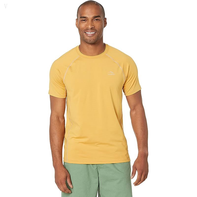 L.L.Bean Swift River Cooling Sun Shirt Short Sleeve Regular Warm Gold ID-k4xX21zR