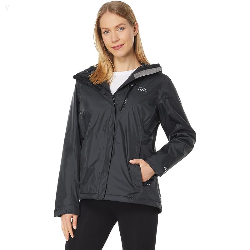 L.L.Bean Petite Trail Model Rain Jacket Fleece-Lined Black ID-li9z3Sev