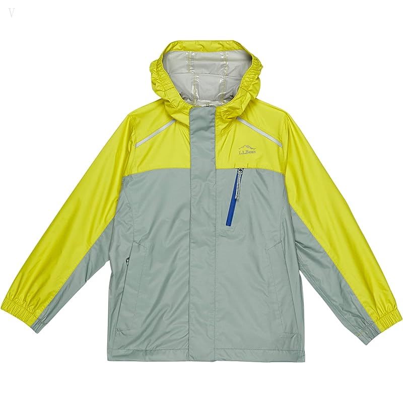 L.L.Bean Trail Model Rain Jacket Color-Block (Little Kids) Gray Pebble/Yellow Sun ID-pzh25bBz