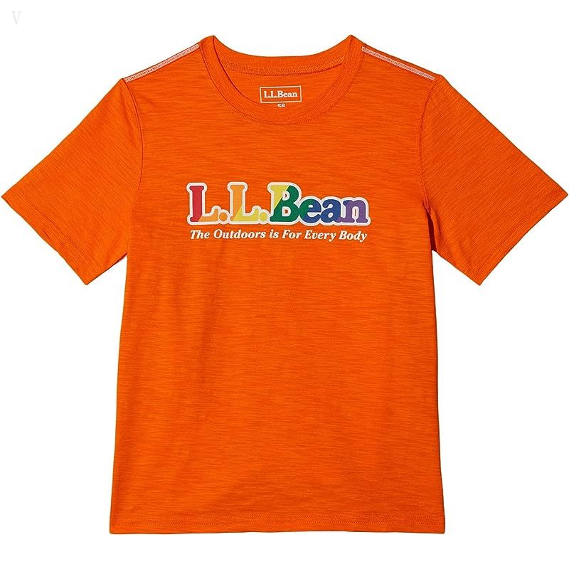 L.L.Bean Graphic Tee Glow in the Dark (Big Kids) Vibrant Orange L.L.Bean Rainbow Logo ID-qobc05Ei