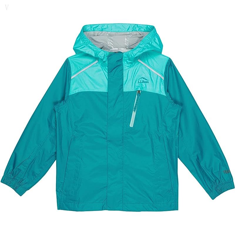 L.L.Bean Trail Model Rain Jacket Color-Block (Little Kids) Classic Teal Blue ID-ys2YqzEm
